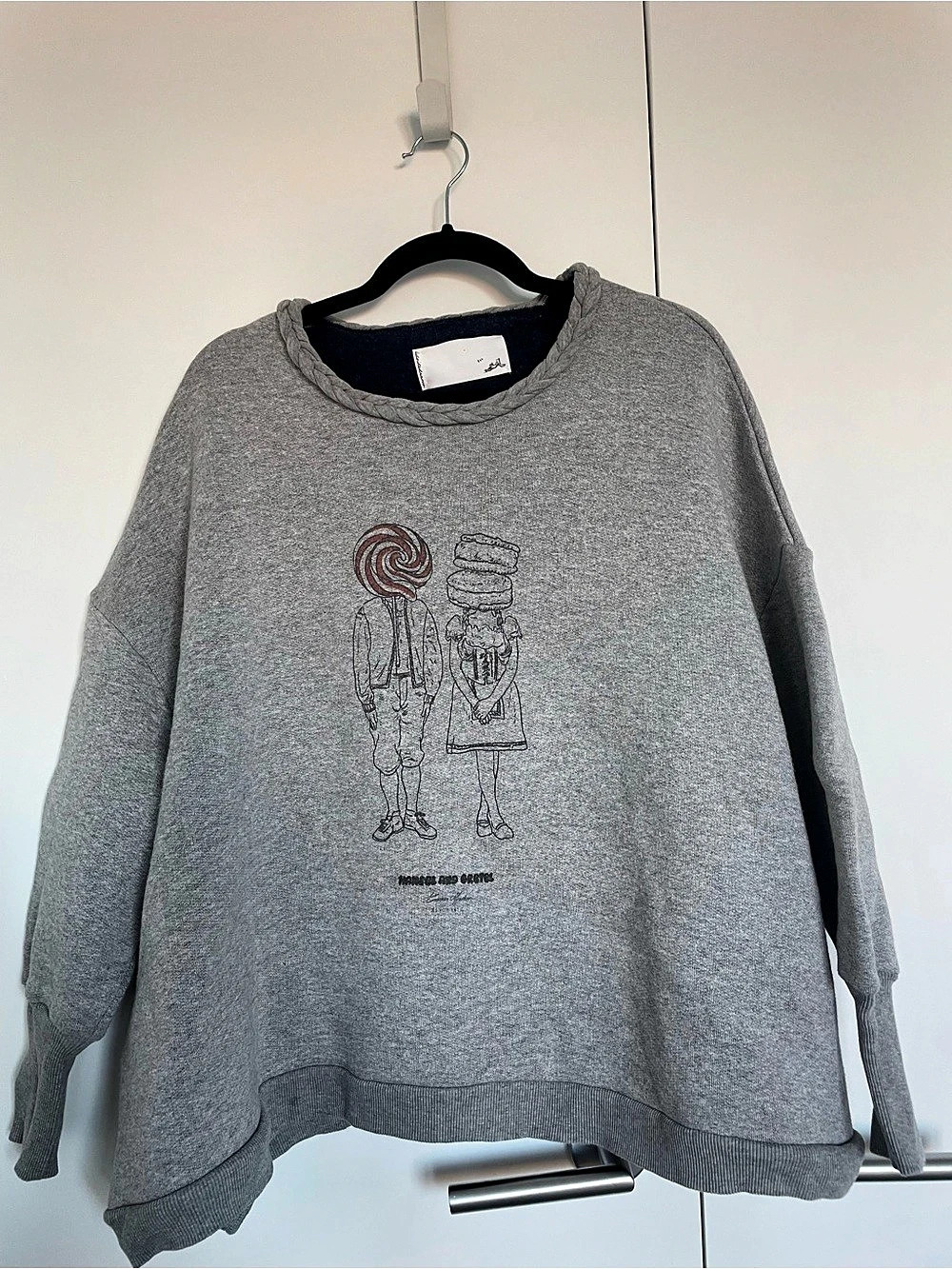 Bedsidedrama Hansel and Gretel Print Gray Crewneck Sweatshirt Rare | Whimsy ✨